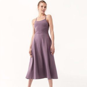 Pact Organic Cotton Racerback Midi Flare Dress Purple S